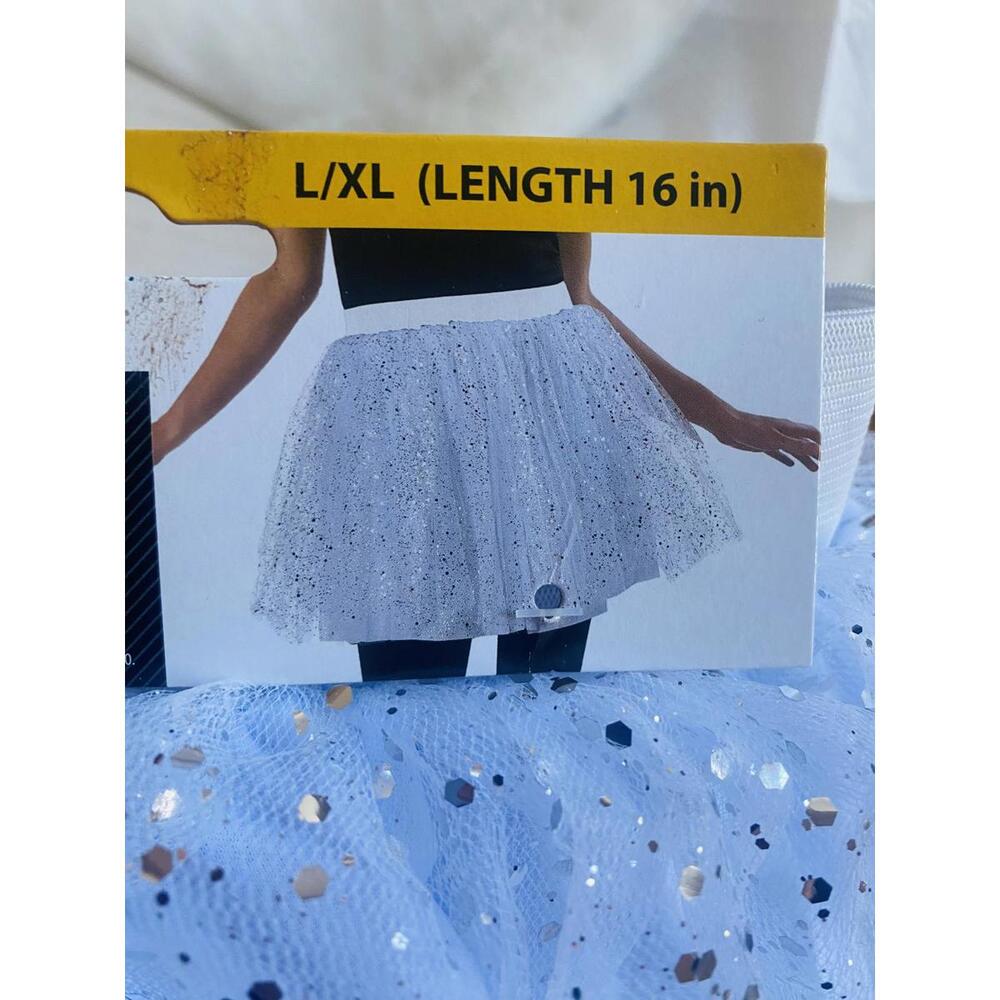 White Sparkle Tutu Skirt L/XL Length 16 inches
